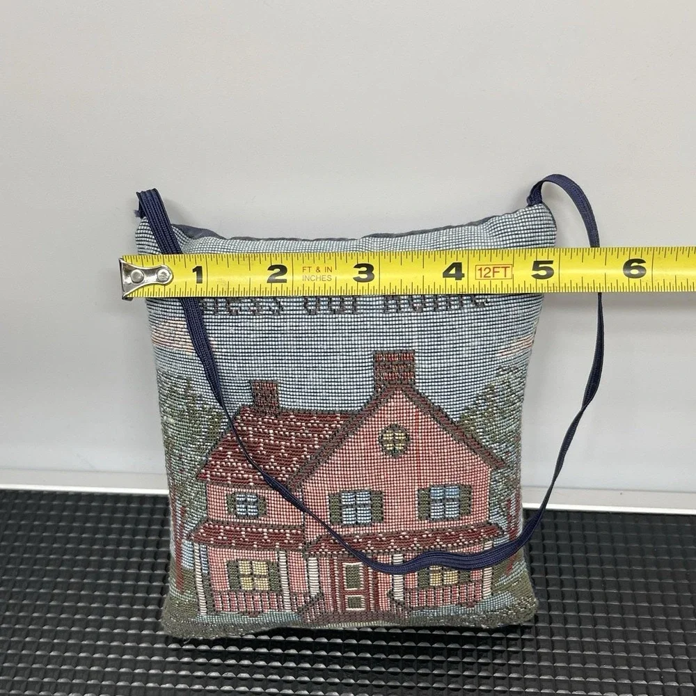 Vintage 1980s Tapestry Decorative Throw Pillow‎ & Door Hanger Set 3 Cottage Core
